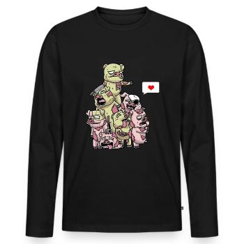 Funny Zombie Pigs Spooky Halloween - Men's Premium Organic Long Sleeve Shirt - black - Front - Nico (187cm)