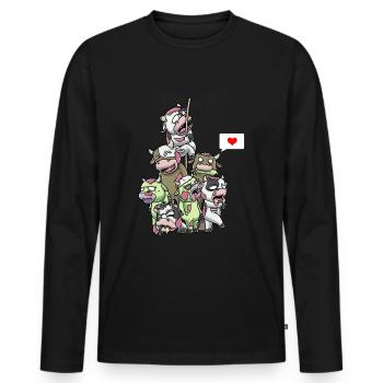 Drôle de vaches zombies Creepy Halloween Farm - T-shirt manches longues Premium bio Homme - noir - Devant - Nico (187cm)