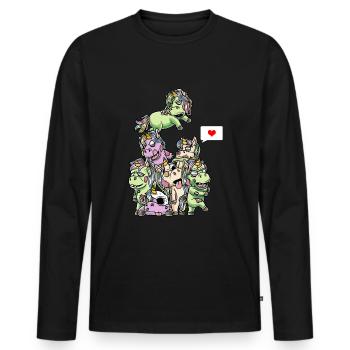 Drôle de Zombie Licorne Spooky Halloween - T-shirt manches longues Premium bio Homme - noir - Devant - Nico (187cm)