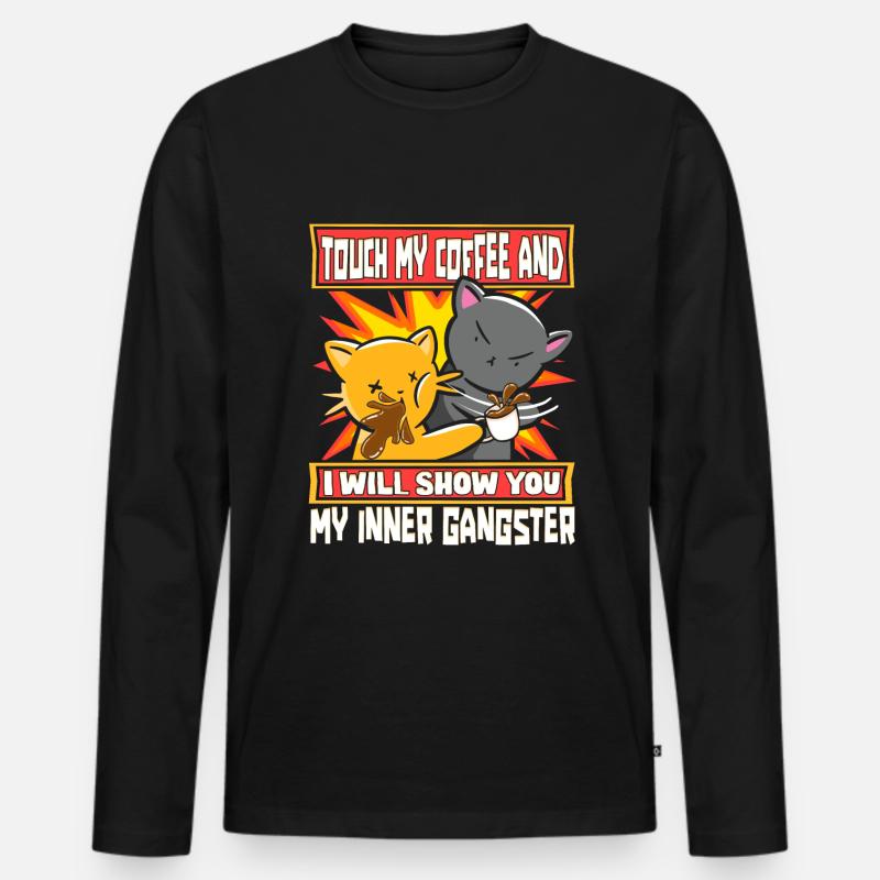 Kaffeetrinker Spruch Kaffeeliebhaber Kaffee - Männer Premium Bio Langarmshirt - Schwarz