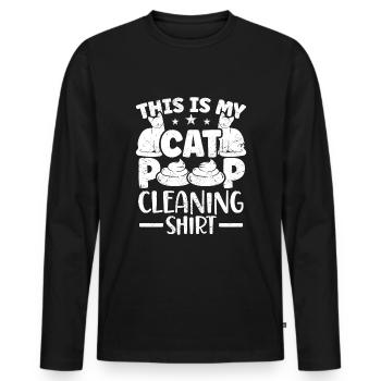 Nettoyage de la litière du propriétaire de chat - T-shirt manches longues Premium bio Homme - noir - Devant - Nico (187cm)