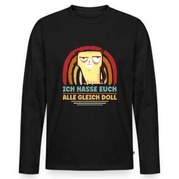 Lustig Spruch Katze Katzenliebhaber - Männer Premium Bio Langarmshirt - Schwarz - Vorne - Nico (187cm)