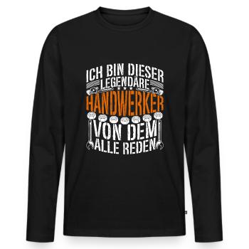 Legende Handwerker Holzbearbeiter Schreiner - Männer Premium Bio Langarmshirt - Schwarz - Vorne - Nico (187cm)