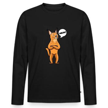 Karakal Katze Wüstenluchs Katzen - Männer Premium Bio Langarmshirt - Schwarz - Vorne - Nico (187cm)