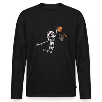 Zuckerschädel Skelett Basketball Spielen Halloween - Männer Premium Bio Langarmshirt - Schwarz - Vorne - Nico (187cm)