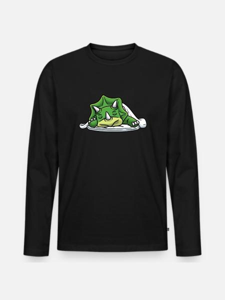 Sleeping Triceratops Dinosaur Napping - Men's Premium Organic Long Sleeve Shirt - black