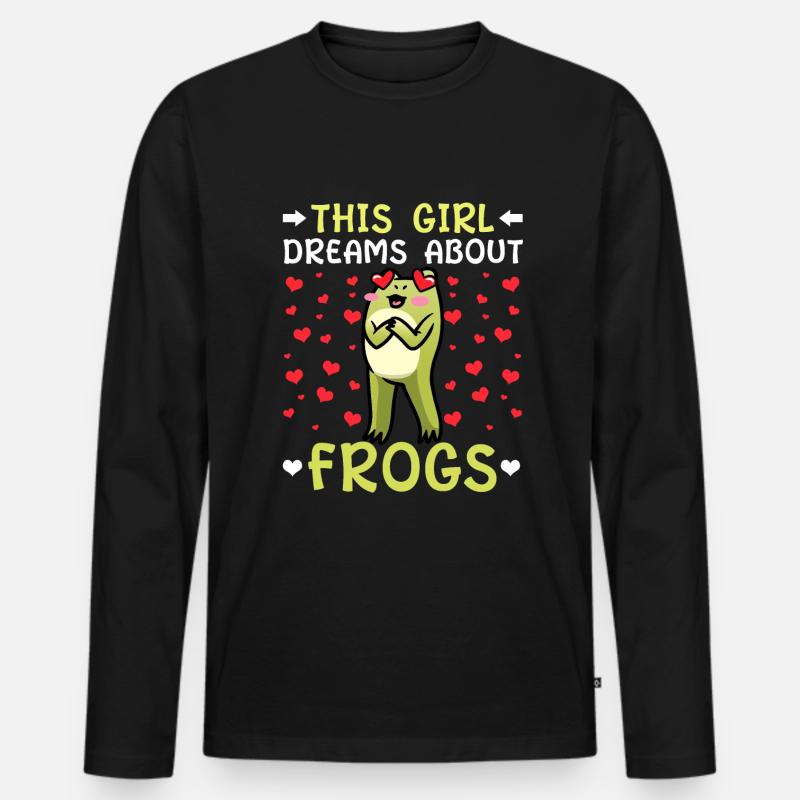 Frosch Mädchen - Männer Premium Bio Langarmshirt - Schwarz