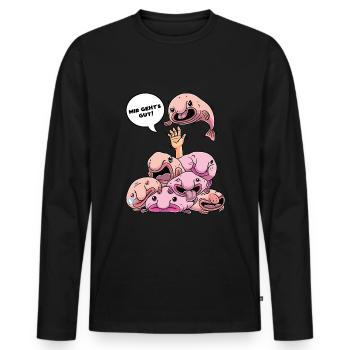 Funny Blobfish Mir Geht's Gut Fisch - Men's Premium Organic Long Sleeve Shirt - black - Front - Nico (187cm)