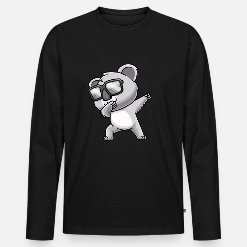 Dabbing Koala Mit Sonnenbrille - Männer Premium Bio Langarmshirt - Schwarz