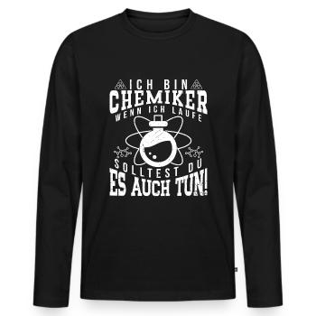 Chemie Chemiker Chemiestudent Lustig Labor - Männer Premium Bio Langarmshirt - Schwarz - Vorne - Nico (187cm)