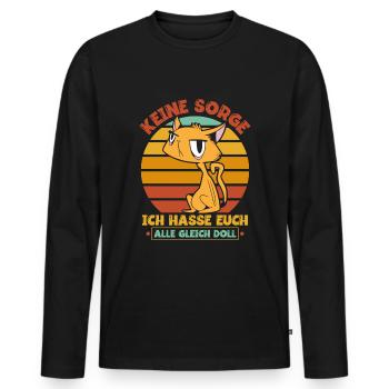 Katze Katzenliebhaber Sarkasmus - Männer Premium Bio Langarmshirt - Schwarz - Vorne - Nico (187cm)