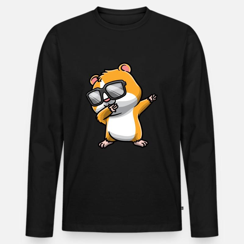 Dabbing Hamster Mit Sonnenbrille - Männer Premium Bio Langarmshirt - Schwarz