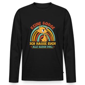 Katze Katzenliebhaber Ironie Spruch - Männer Premium Bio Langarmshirt - Schwarz - Vorne - Nico (187cm)