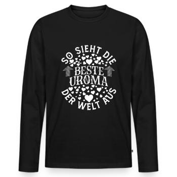 Beste Uroma Der Welt Urgroßmutter - Männer Premium Bio Langarmshirt - Schwarz - Vorne - Nico (187cm)