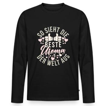 Beste Uroma Der Welt Urgroßmutter - Männer Premium Bio Langarmshirt - Schwarz - Vorne - Nico (187cm)