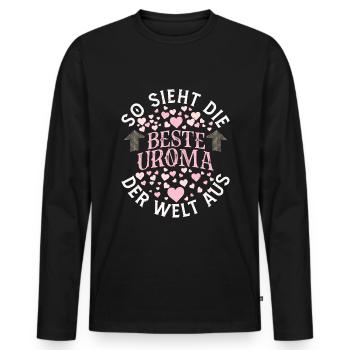 Beste Uroma Der Welt Urgroßmutter - Männer Premium Bio Langarmshirt - Schwarz - Vorne - Nico (187cm)