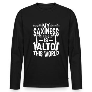 Saxophoniste Alto Saxophone Saxophoniste - T-shirt manches longues Premium bio Homme - noir - Devant - Nico (187cm)