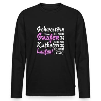 Schwestern die nicht saufen für Krankenschwester - Männer Premium Bio Langarmshirt - Schwarz - Vorne - Nico (187cm)
