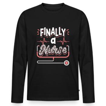 Finally a Nurse Nursing School - Men's Premium Organic Long Sleeve Shirt - black - Front - Nico (187cm)