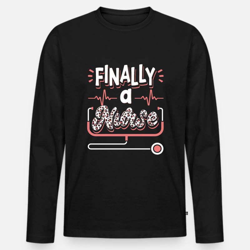 Endlich Eine Krankenschwester Krankenpflegeschule - Männer Premium Bio Langarmshirt - Schwarz