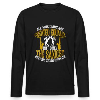 Saxophone Saxophoniste - T-shirt manches longues Premium bio Homme - noir - Devant - Nico (187cm)