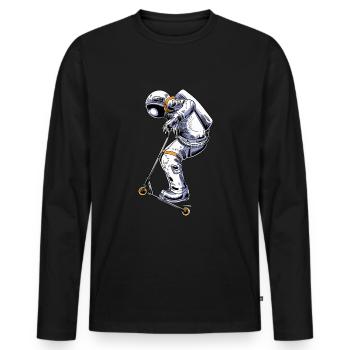 Scooter Kickroller Driver Scootering Astronaut - Men's Premium Organic Long Sleeve Shirt - black - Front - Nico (187cm)
