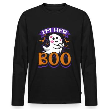 Im Her Boo Couple Spooky Halloween Ghost Boyfriend - Männer Premium Bio Langarmshirt - Schwarz - Vorne - Nico (187cm)