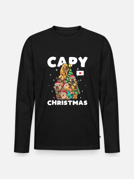 Capybara Christmas Funny - Men's Premium Organic Long Sleeve Shirt - black