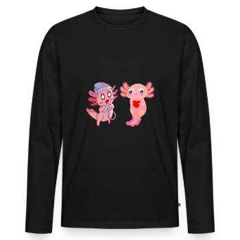 Axolotls Ist Mein Geisttier Herz Geteilt Axolotls - Männer Premium Bio Langarmshirt - Schwarz - Vorne - Nico (187cm)