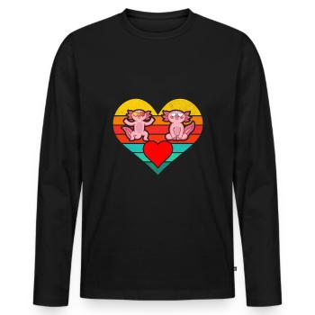 Axolotl Ist Mein Geisttier Herz Geteilte Axolotls - Männer Premium Bio Langarmshirt - Schwarz - Vorne - Nico (187cm)