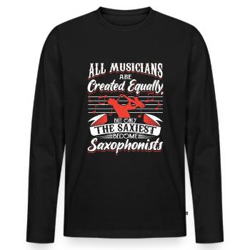 Saxophon Saxophonspieler Saxophonist Lustig - Männer Premium Bio Langarmshirt - Schwarz - Vorne - Nico (187cm)