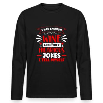 Wine drinker Wine lover Wine Winemaker Wine - Men's Premium Organic Long Sleeve Shirt - black - Front - Nico (187cm)