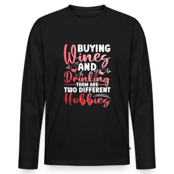 Buveur de vin Amateur de vin Vin Vigneron Vin - T-shirt manches longues Premium bio Homme - noir - Devant - Nico (187cm)