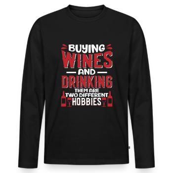 Wine drinker Wine lover Wine Winemaker Wine - Men's Premium Organic Long Sleeve Shirt - black - Front - Nico (187cm)