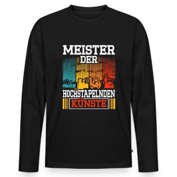 Lagerist Gabelstapler Lagerarbeiter - Männer Premium Bio Langarmshirt - Schwarz - Vorne - Nico (187cm)