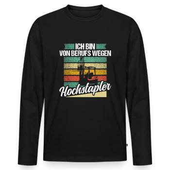 Lagerist Gabelstapler Gabelstaplerfahrer - Männer Premium Bio Langarmshirt - Schwarz - Vorne - Nico (187cm)