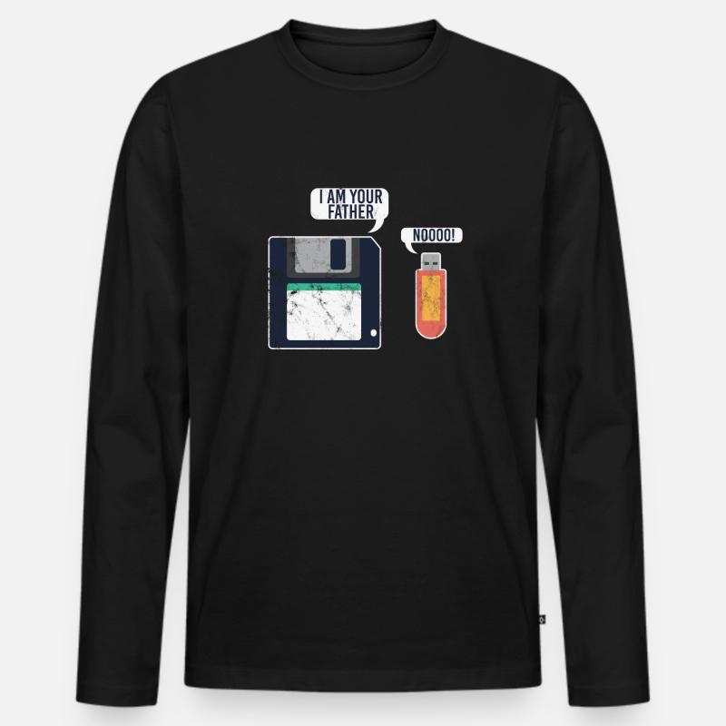 USB Stick und Diskette Programmierer - Männer Premium Bio Langarmshirt - Schwarz