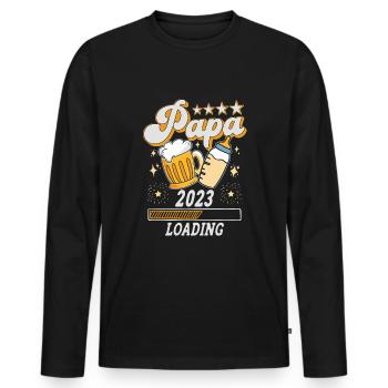 Papa 2023 is Loading für frische Väter - Männer Premium Bio Langarmshirt - Schwarz - Vorne - Nico (187cm)