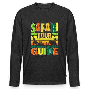 Safari Tour Guide - Männer Premium Bio Langarmshirt - Anthrazit meliert - Vorne - Nico (187cm)