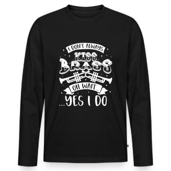 Trumpeter Trumpet Instrument Brass Music - Men's Premium Organic Long Sleeve Shirt - black - Front - Nico (187cm)