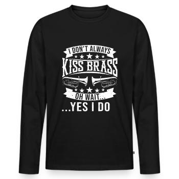 Trumpeter Trumpet Instrument Brass Music - Men's Premium Organic Long Sleeve Shirt - black - Front - Nico (187cm)