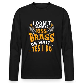Trumpeter Trumpet Instrument Brass Music - Men's Premium Organic Long Sleeve Shirt - black - Front - Nico (187cm)