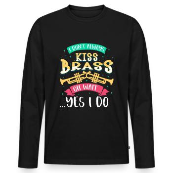 Trumpeter Trumpet Instrument Brass Music - Men's Premium Organic Long Sleeve Shirt - black - Front - Nico (187cm)