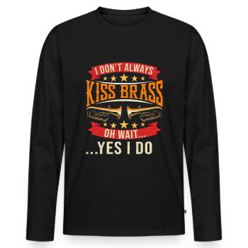 Trumpeter Trumpet Instrument Brass Music - Men's Premium Organic Long Sleeve Shirt - black - Front - Nico (187cm)