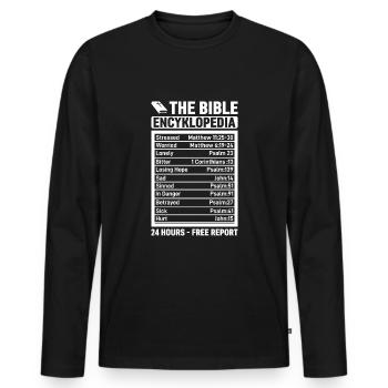 The Bible Encyklopedia 24 hours - Free - Men's Premium Organic Long Sleeve Shirt - black - Front - Nico (187cm)