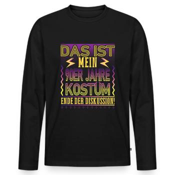 90er Jahre Kostüm Party Outfit Mottoparty Herren - Männer Premium Bio Langarmshirt - Schwarz - Vorne - Nico (187cm)