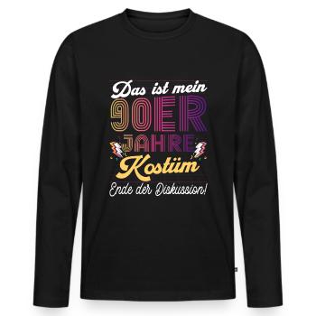 90er Jahre Mottoparty Outfit Kostüm Party Herren - Männer Premium Bio Langarmshirt - Schwarz - Vorne - Nico (187cm)