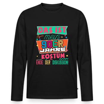 90er Jahre Outfit Kostüm Party Mottoparty Herren - Männer Premium Bio Langarmshirt - Schwarz - Vorne - Nico (187cm)