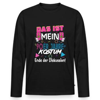 90er Jahre Outfit Damen Kostüm 1990er Mottoparty - Männer Premium Bio Langarmshirt - Schwarz - Vorne - Nico (187cm)