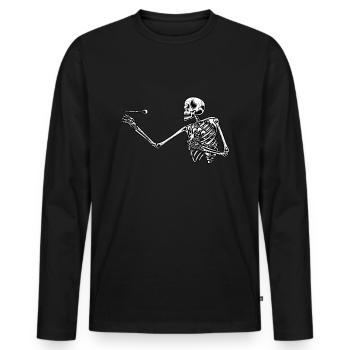 Skelett Halloween Dart Dartpfeile Dartspieler - Männer Premium Bio Langarmshirt - Schwarz - Vorne - Nico (187cm)